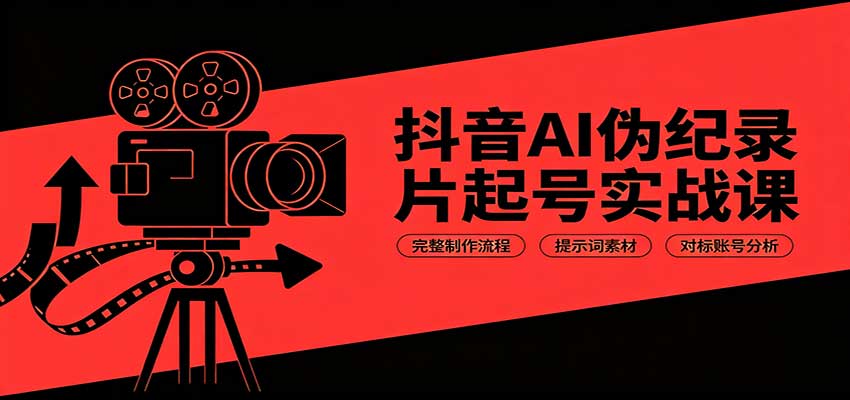 抖音AI伪纪录片起号实战课：完整制作流程，提示词素材，对标账号分析-清风网创