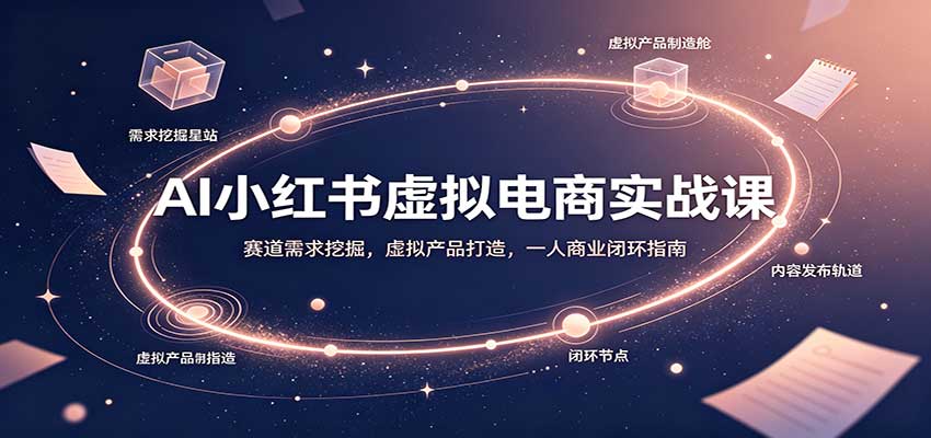 AI小红书虚拟电商实战课:赛道需求挖掘,虚拟产品打造,一人商业闭环指南-优优云网创