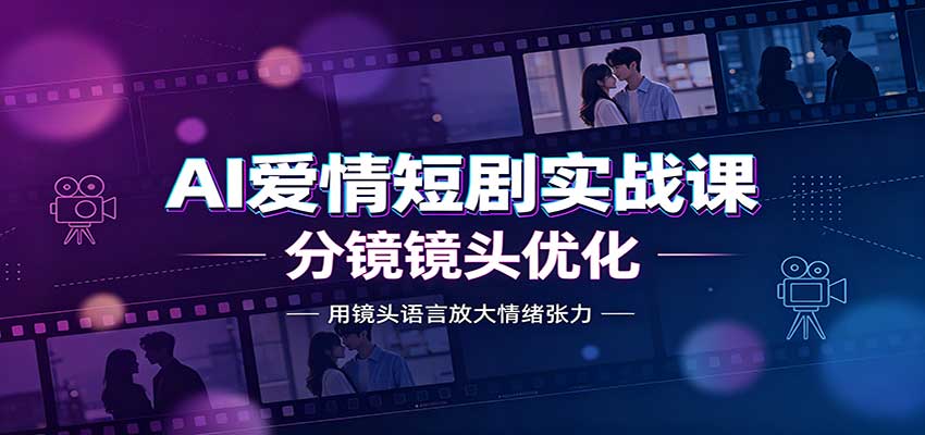 AI爱情短剧实战课:故事剧本创作,分镜镜头优化,智能体提示词-优优云网创