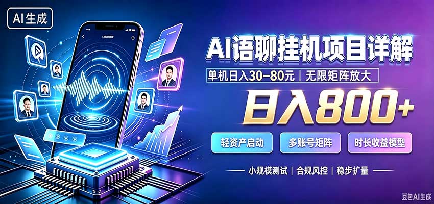 AI语聊挂机,日入800+,适用个人副业,工作室矩阵操作-优优云网创