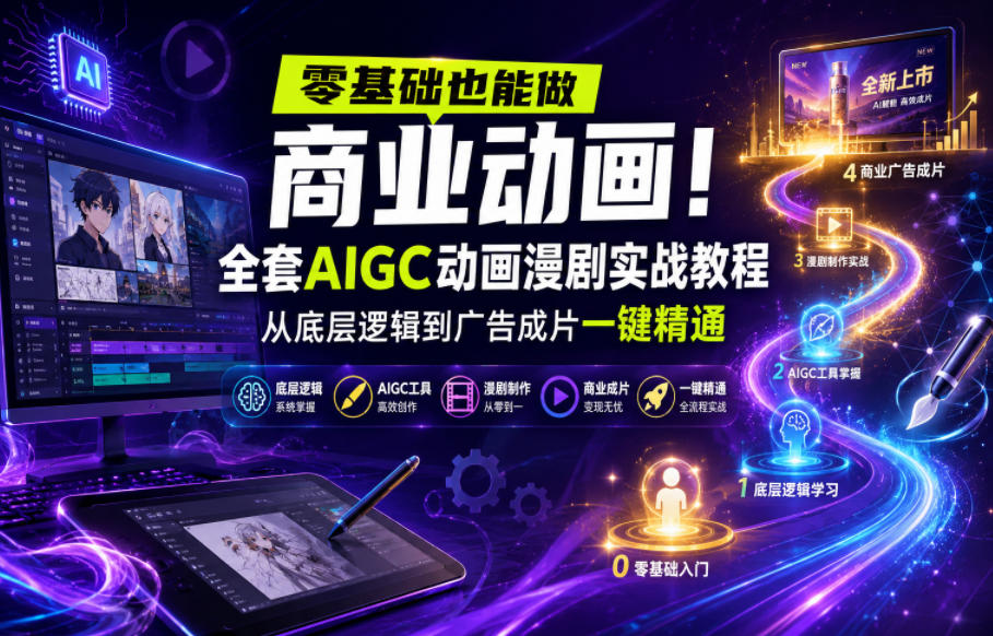零基础也能做商业动画!全套AIGC动画漫剧实战教程,从底层逻辑到广告成片一键精通(更新0905)-云网创