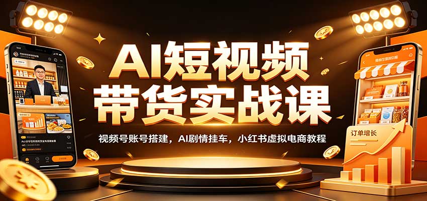 AI短视频带货实战课:视频号账号搭建,AI剧情挂车,小红书虚拟电商教程-云网创