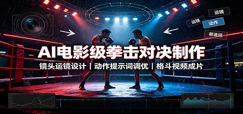 AI电影级拳击对决制作:镜头运镜设计,动作提示词调优,格斗视频成片-云网创
