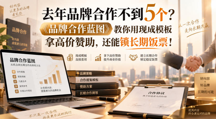 去年品牌合作不到5个？《品牌合作蓝图》教你用现成模板拿高价赞助，还能锁长期饭票！【原创双语字幕】-清风网创