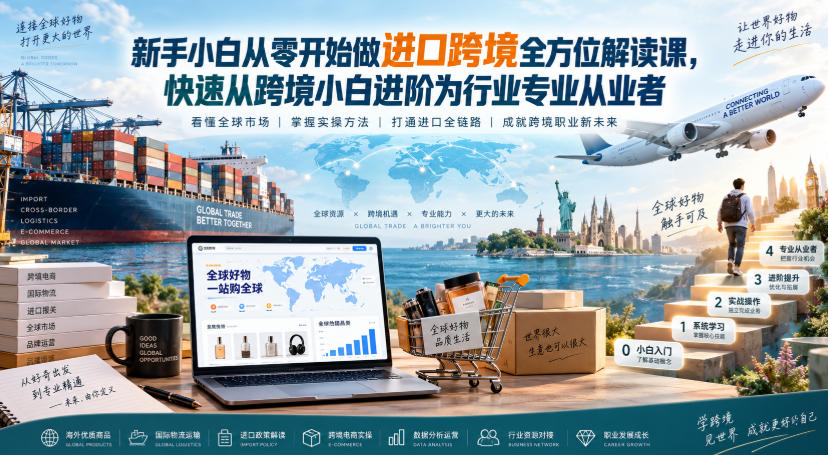 新手小白从零开始做进口跨境全方位解读课，快速从跨境小白进阶为行业专业从业者-清风网创