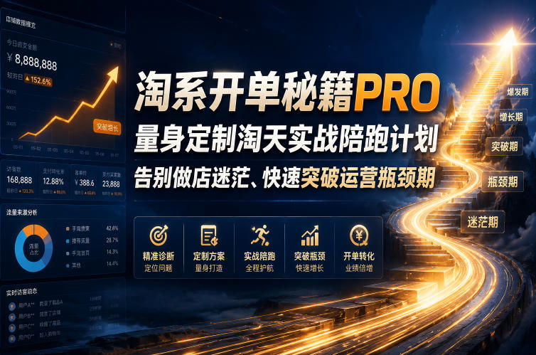 淘系开单秘籍PRO,量身定制淘天实战陪跑计划,告别做店迷茫、快速突破运营瓶颈期(更新260906)-青禾云网创