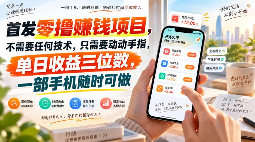首发零撸賺钱项目,不需要任何技术,只需要动动手指,单日收益三位数,一部手机随时可做【揭秘】-青禾云网创