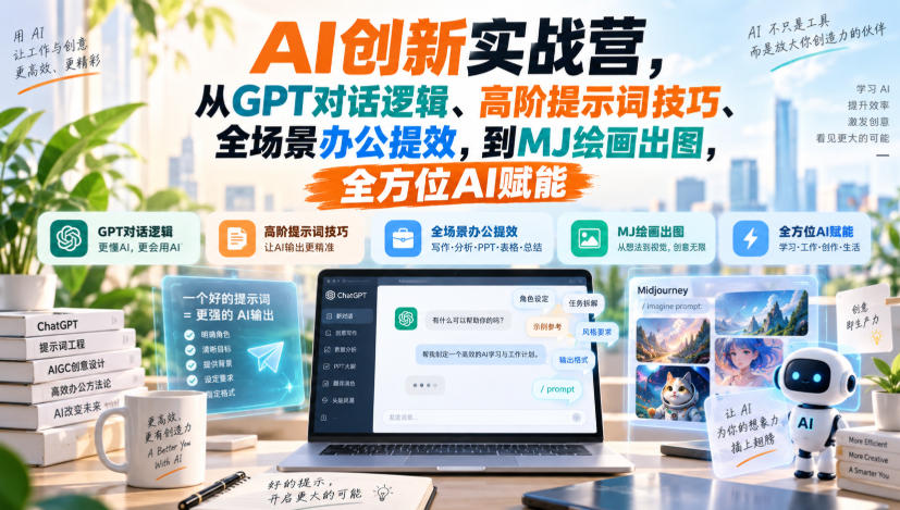 AI创新实战营,从GPT对话逻辑、高阶提示词技巧、全场景办公提效,到MJ绘画出图,全方位AI赋能-青禾云网创