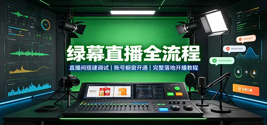 绿幕直播全流程:直播间搭建调试,账号橱窗开通,完整落地开播教程-学长