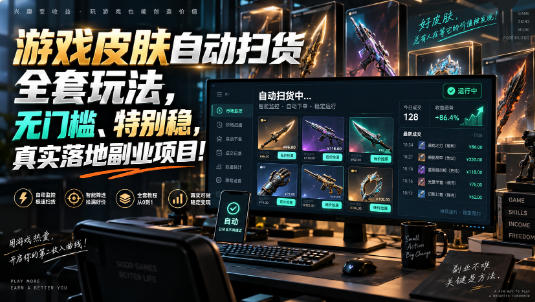 游戏皮肤自动扫货全套玩法,无门槛、特别稳,真实落地副业项目!【揭秘】-清风网创