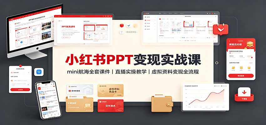 小红书PPT变现实战课:mini航海全套课件+直播实操教学,虚拟资料变现全流程-青禾云网创