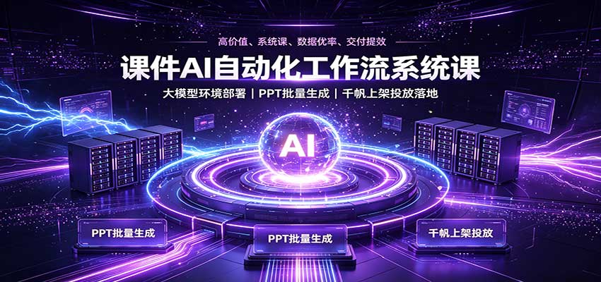 课件AI自动化工作流系统课:大模型环境部署,PPT批量生成,千帆上架投放落地-菁跃云网创