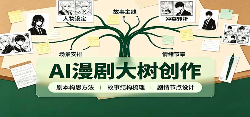 AI漫剧大树创作:剧本构思课程讲解,软件插件配置,配套工具资料完整梳理-清风云网创