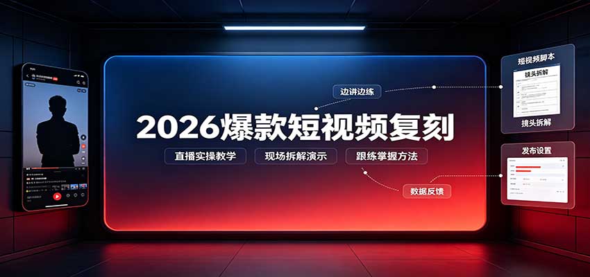 2026爆款短视频复刻:直播实操教学,配套文字文档掌握全流程-清风云网创