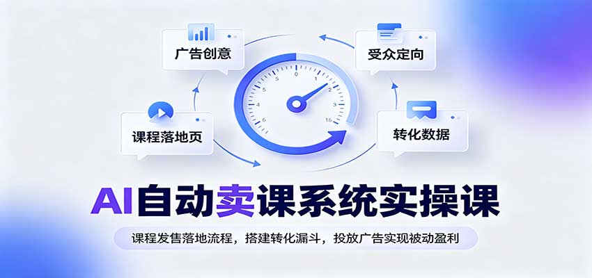 AI自动卖课系统实操课：课程发售落地流程，搭建转化漏斗，投放广告实现被动盈利-清风网创