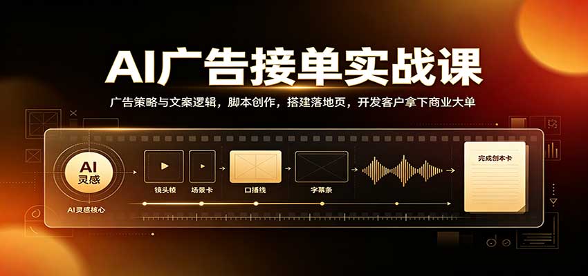AI广告接单实战:广告策略与文案逻辑,脚本创作,搭建落地页,开发客户拿下商业大单-咕噜鱼网创