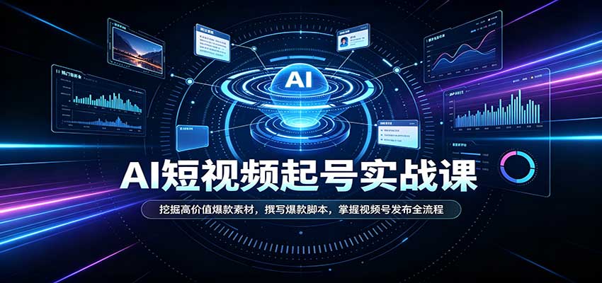 短视频AI起号实战课:挖掘高价值爆款素材,撰写爆款脚本,掌握视频号发布全流程-清风网创