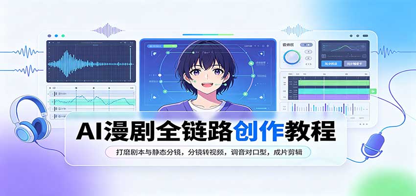 AI漫剧全链路创作教程：打磨剧本与静态分镜，分镜转视频，调音对口型，成片剪辑-清风网创