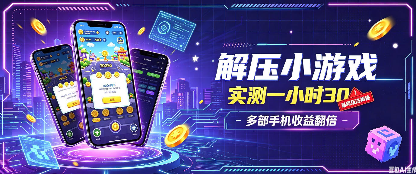 小游戏全流程玩法,实测一小时搞30,简单无脑解压,当天做当天就能看到进账,直接冲就行【揭秘】-云网创