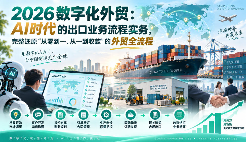 2026数字化外贸:AI时代的出口业务流程实务,完整还原”从零到一、从一到收款”的外贸全流程-云网创