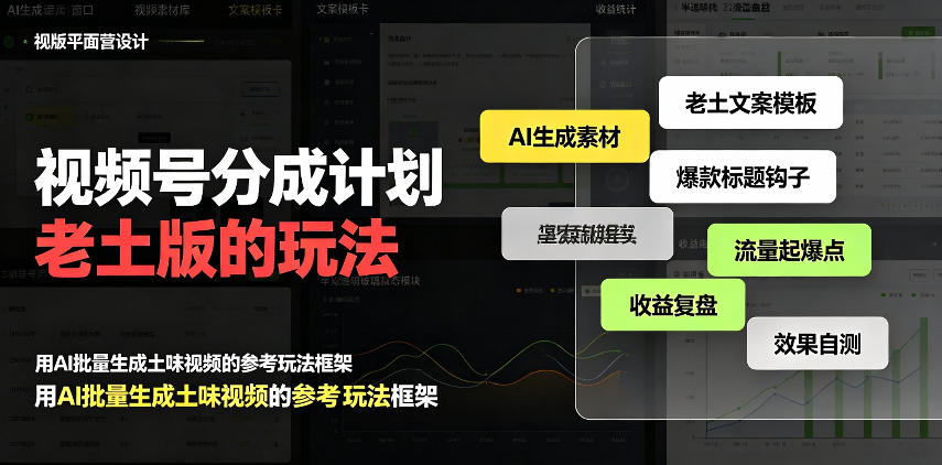 视频号分成计划老土版的玩法,流量爆炸,每天收益300+,纯靠AI生成,越土的玩法,越高级-云网创