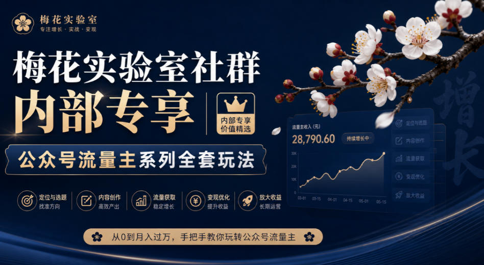 梅花实验室社群内部专享-公众号流量主系列全套玩法-云网创