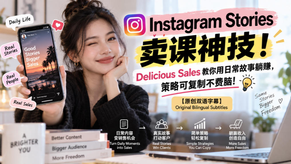 Instagram Stories卖课神技!Delicious Sales教你用日常故事躺賺,策略可复制不费脑!【原创双语字幕】-优集云网创