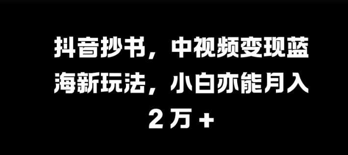 抖音抄书，中视频变现蓝海新玩法，小白亦能月入 过W【揭秘】-亿云网创