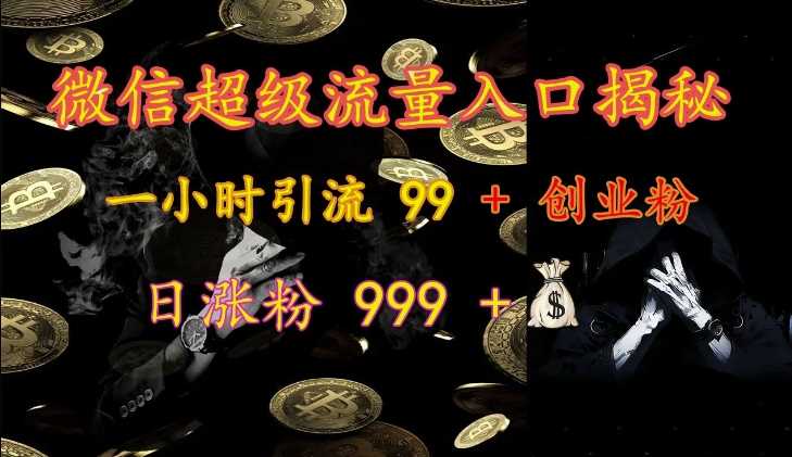 微信超级流量入口揭秘：一小时引流 99 + 创业粉，日涨粉 999 +-创云分享创云网创