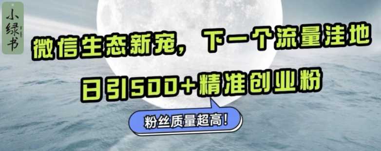 微信生态新宠小绿书：下一个流量洼地，日引500+精准创业粉，粉丝质量超高-创云分享创云网创