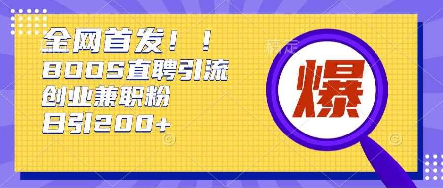 通过Boss直聘，每天轻松钓到200+多条创业大鱼的秘籍【揭秘】-启点工坊