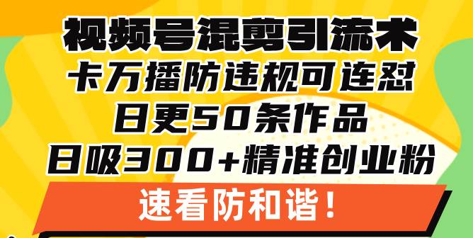 （13400期）视频号混剪引流技术，500万播放引流17000创业粉，操作简单当天学会-创业要发