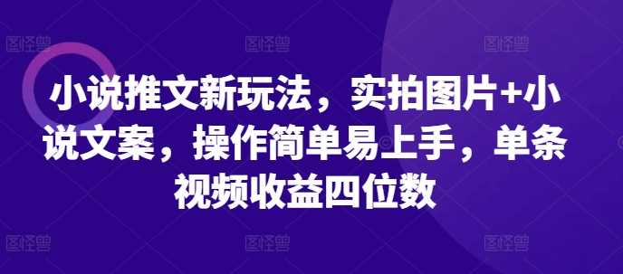 小说推文新玩法，实拍图片+小说文案，操作简单易上手，单条视频收益四位数-创云分享创云网创