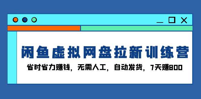 （13524期）闲鱼虚拟网盘拉新训练营：省时省力赚钱，无需人工，自动发货，7天赚800-雨辰网创分享