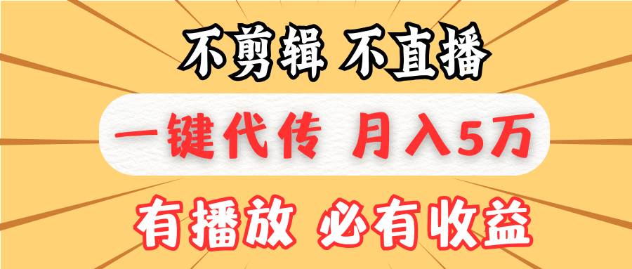 （13555期）不剪辑不直播，一键代发，月入5万懒人必备，我出视频你来发清迈曼芭椰创赚-副业项目创业网清迈曼芭椰