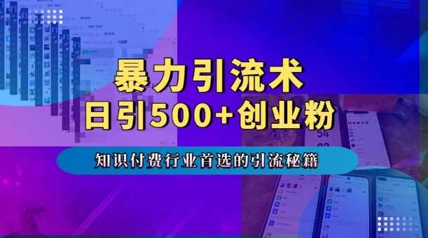 暴力引流术，专业知识付费行业首选的引流秘籍，一天暴流500+创业粉，五个手机流量接不完!-雨辰网创分享