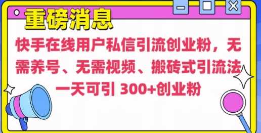 快手最新引流创业粉方法，无需养号、无需视频、搬砖式引流法【揭秘】-启点工坊