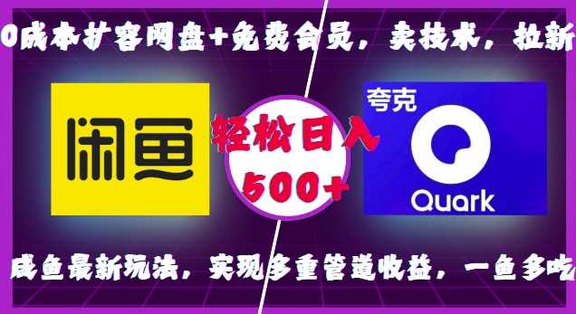 0成本扩容网盘+免费会员，卖技术，拉新，咸鱼最新玩法，实现多重管道收益，一鱼多吃，轻松日入500+-亿云网创