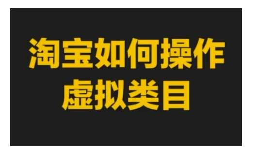 淘宝如何操作虚拟类目，淘宝虚拟类目玩法实操教程-大蚂蚁网创分享大蚂蚁网创