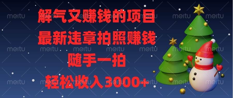 （13686期）解气又赚钱的项目，最新违章拍照赚钱，随手一拍，轻松收入3000+-优优云网创