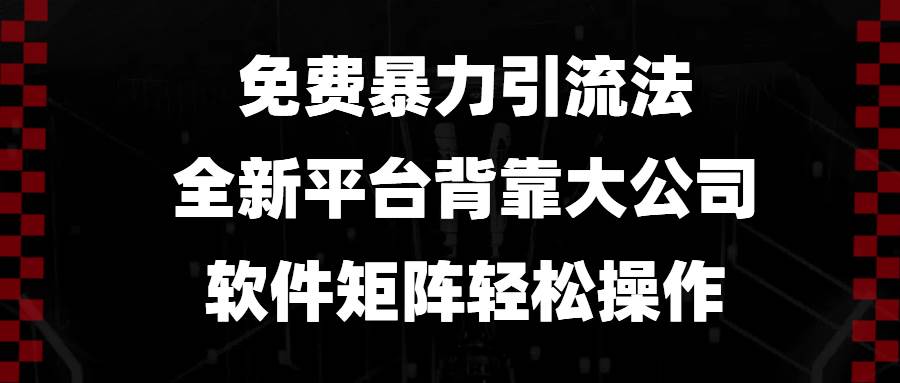 （13745期）免费暴力引流法，全新平台，背靠大公司，软件矩阵轻松操作-亿云网创