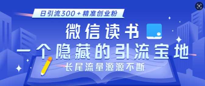 微信读书，一个隐藏的引流宝地，不为人知的小众打法，日引流300+精准创业粉，长尾流量源源不断-优优云网创