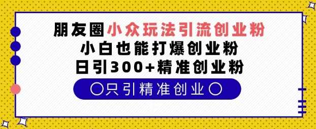 朋友圈小众玩法引流创业粉，小白也能打爆创业粉，日引300+精准创业粉【揭秘】-清创网