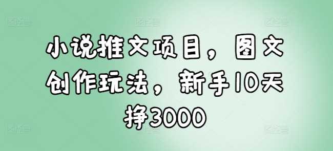 小说推文项目，图文创作玩法，新手10天挣3000-奇迹盟网创