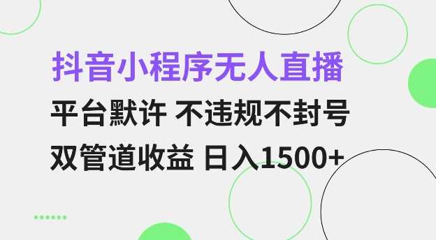 抖音小程序无人直播 平台默许 不违规不封号 双管道收益 日入多张 小白也能轻松操作【仅揭秘】-清创网