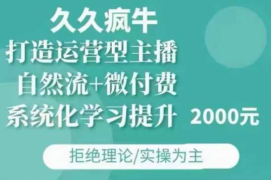 久久疯牛·自然流+微付费(12月23更新)打造运营型主播，包11月+12月-6U网创