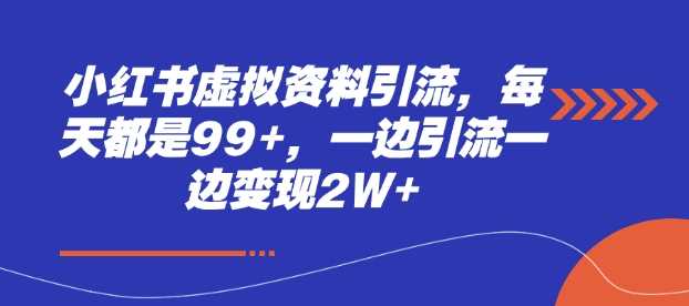 小红书虚拟资料引流，每天都是99+，一边引流一边变现2W+-优优云网创