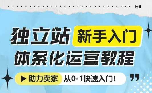 独立站新手入门体系化运营教程，助力独立站卖家从0-1快速入门!-6U网创