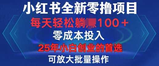 小红书全新纯零撸项目，只要有号就能玩，可放大批量操作，轻松日入100+【揭秘】-八一网创分享