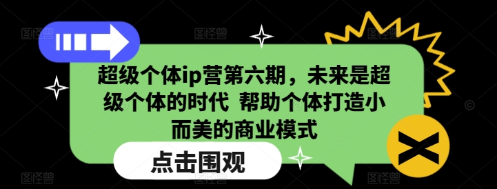 超级个体ip营第六期，未来是超级个体的时代  帮助个体打造小而美的商业模式-闲云网创闲云网创